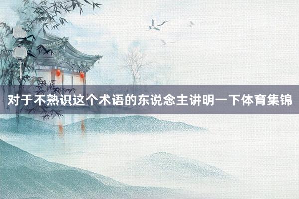 对于不熟识这个术语的东说念主讲明一下体育集锦