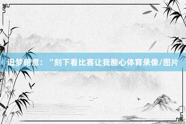 追梦暗意：“刻下看比赛让我酸心体育录像/图片