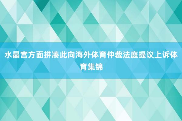 水晶宫方面拼凑此向海外体育仲裁法庭提议上诉体育集锦