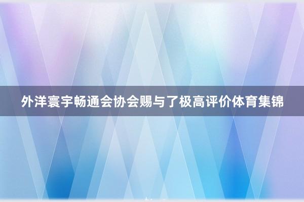外洋寰宇畅通会协会赐与了极高评价体育集锦