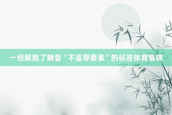 一经解脱了畴昔“不富厚要素”的标签体育集锦